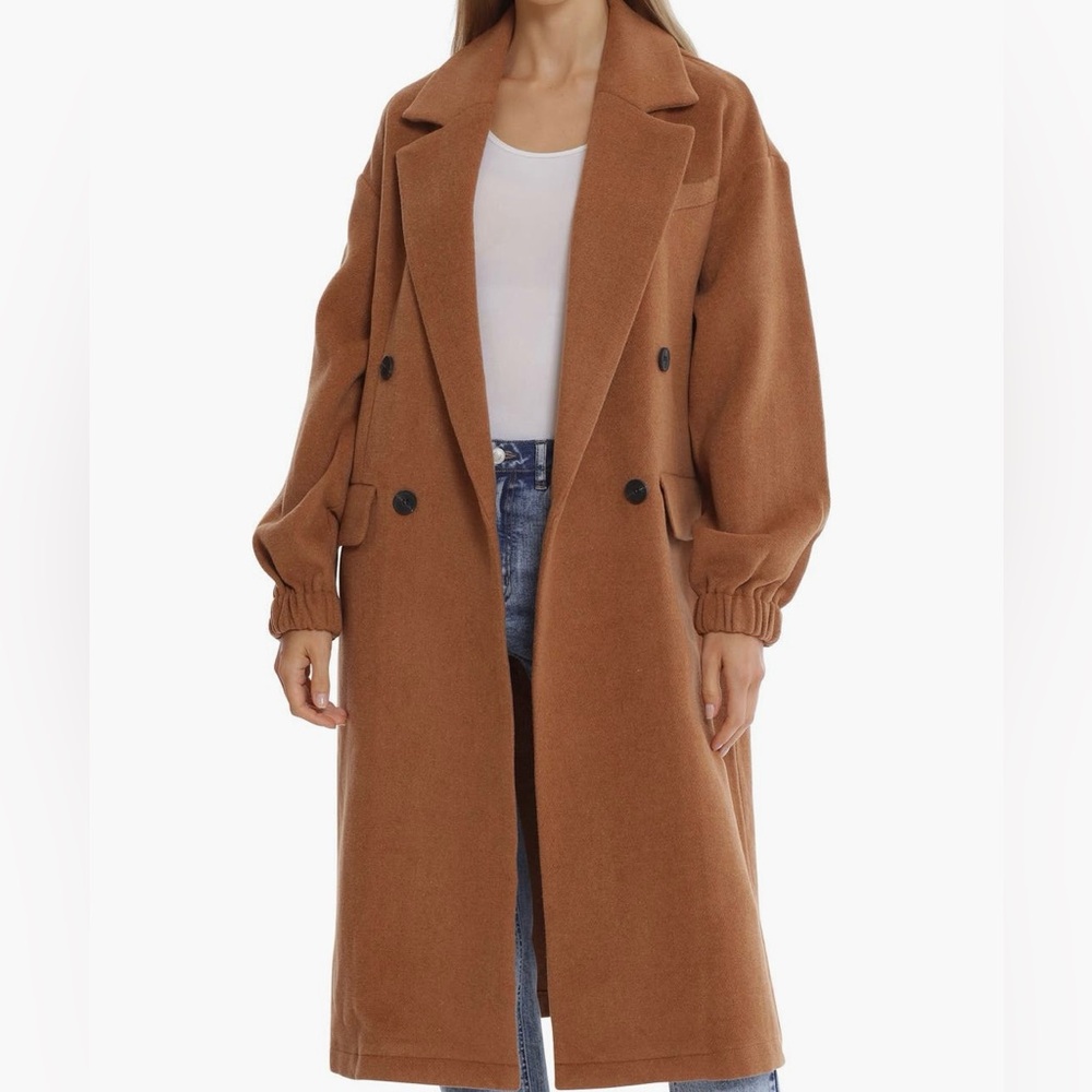 Avec Les Filles Wool Blend Brown Trench Coat